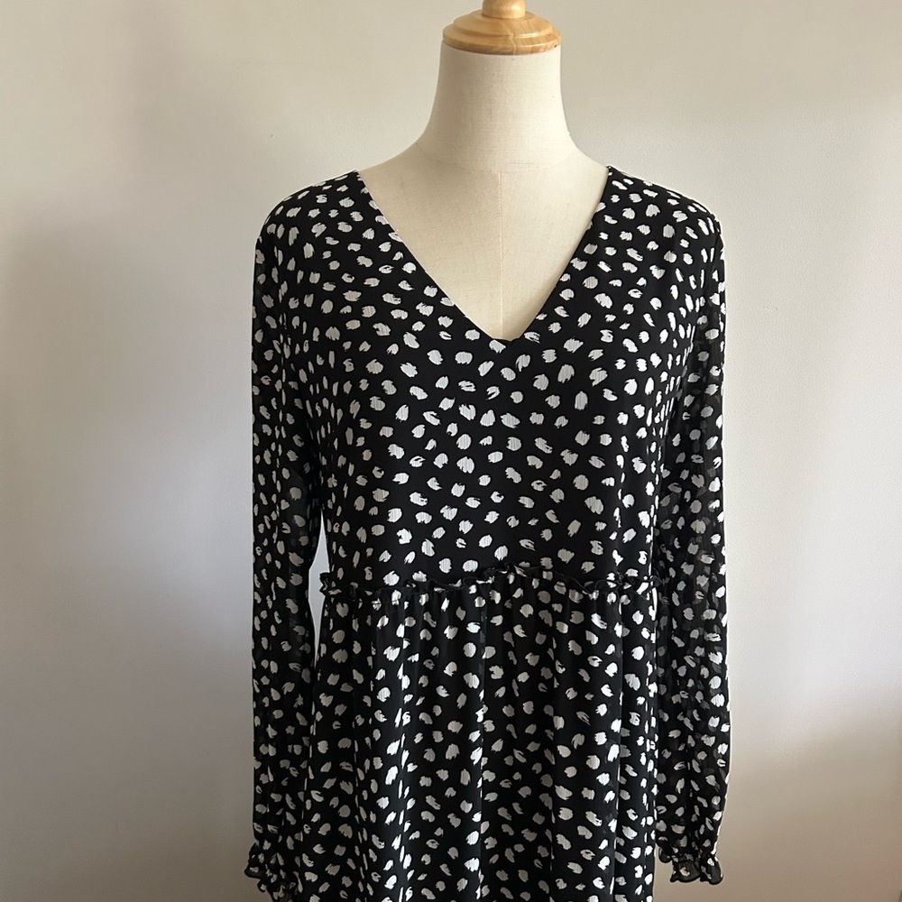 J. Crew Black and White Long Sleeve Sundress